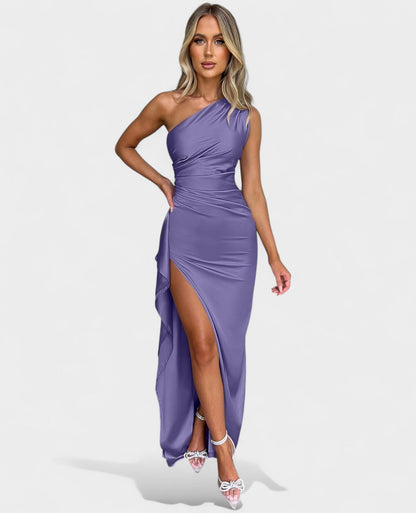 Amara | One - Shoulder Draped Maxi Dress - Lora Toronto