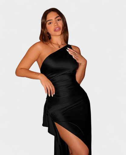 Amara | One - Shoulder Draped Maxi Dress - Lora Toronto