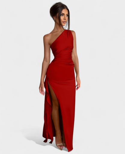 Amara | One - Shoulder Draped Maxi Dress - Lora Toronto