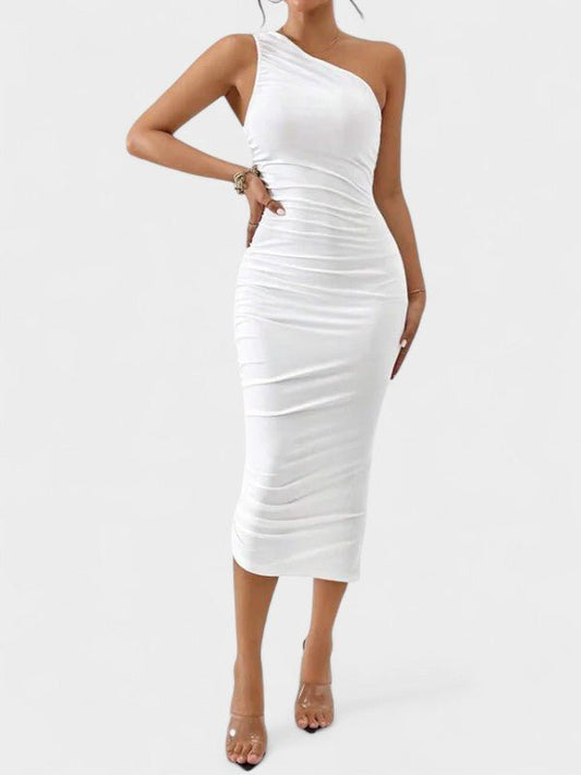 Anna | One - Shoulder Sculpting Mesh Dress - Lora Toronto