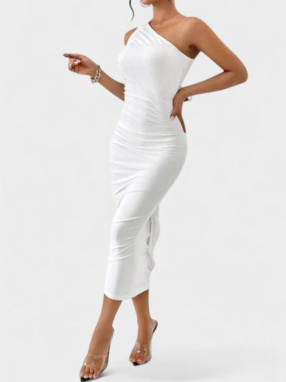 Anna | One - Shoulder Sculpting Mesh Dress - Lora Toronto