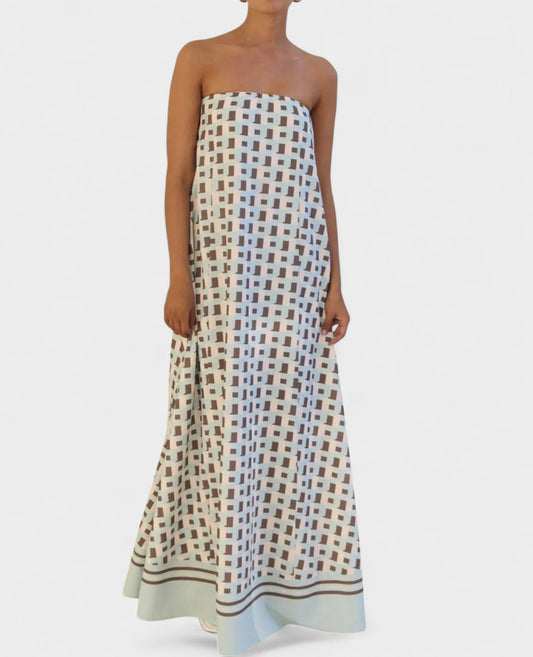 Aria | Geometric Off - Shoulder Maxi Dress - Lora Toronto