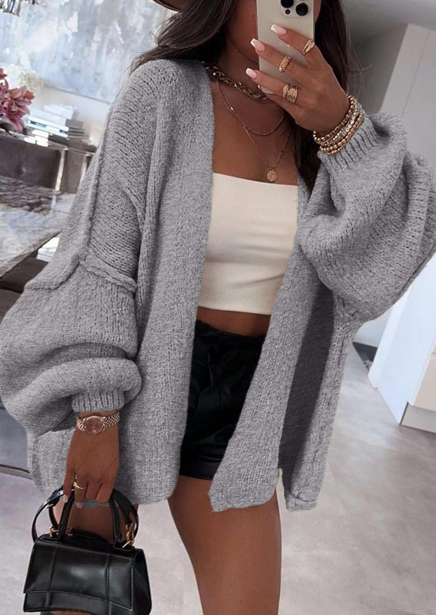 Aria | Oversized Knit Cardigan Sweater - Lora Toronto
