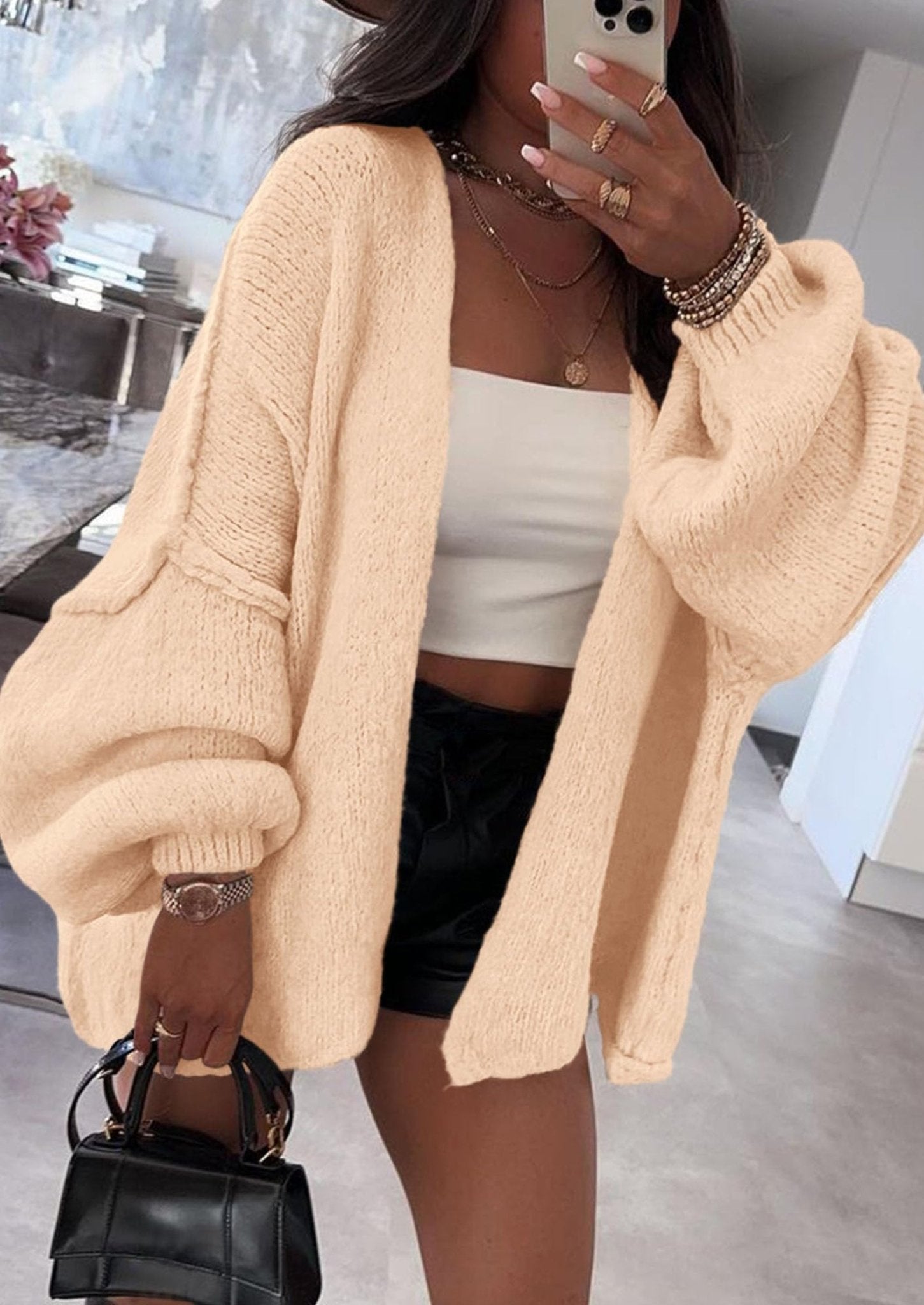 Aria | Oversized Knit Cardigan Sweater - Lora Toronto
