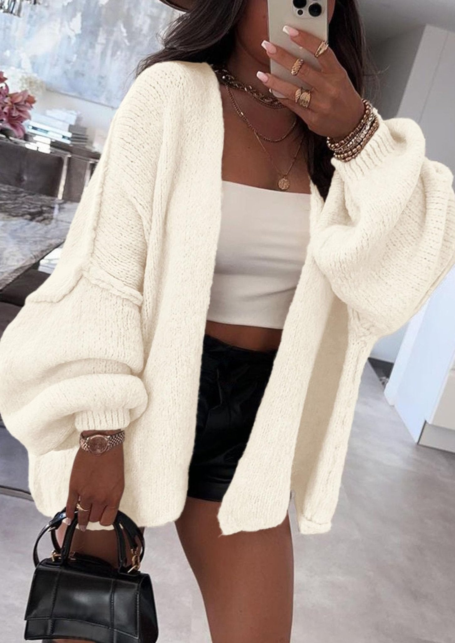 Aria | Oversized Knit Cardigan Sweater - Lora Toronto