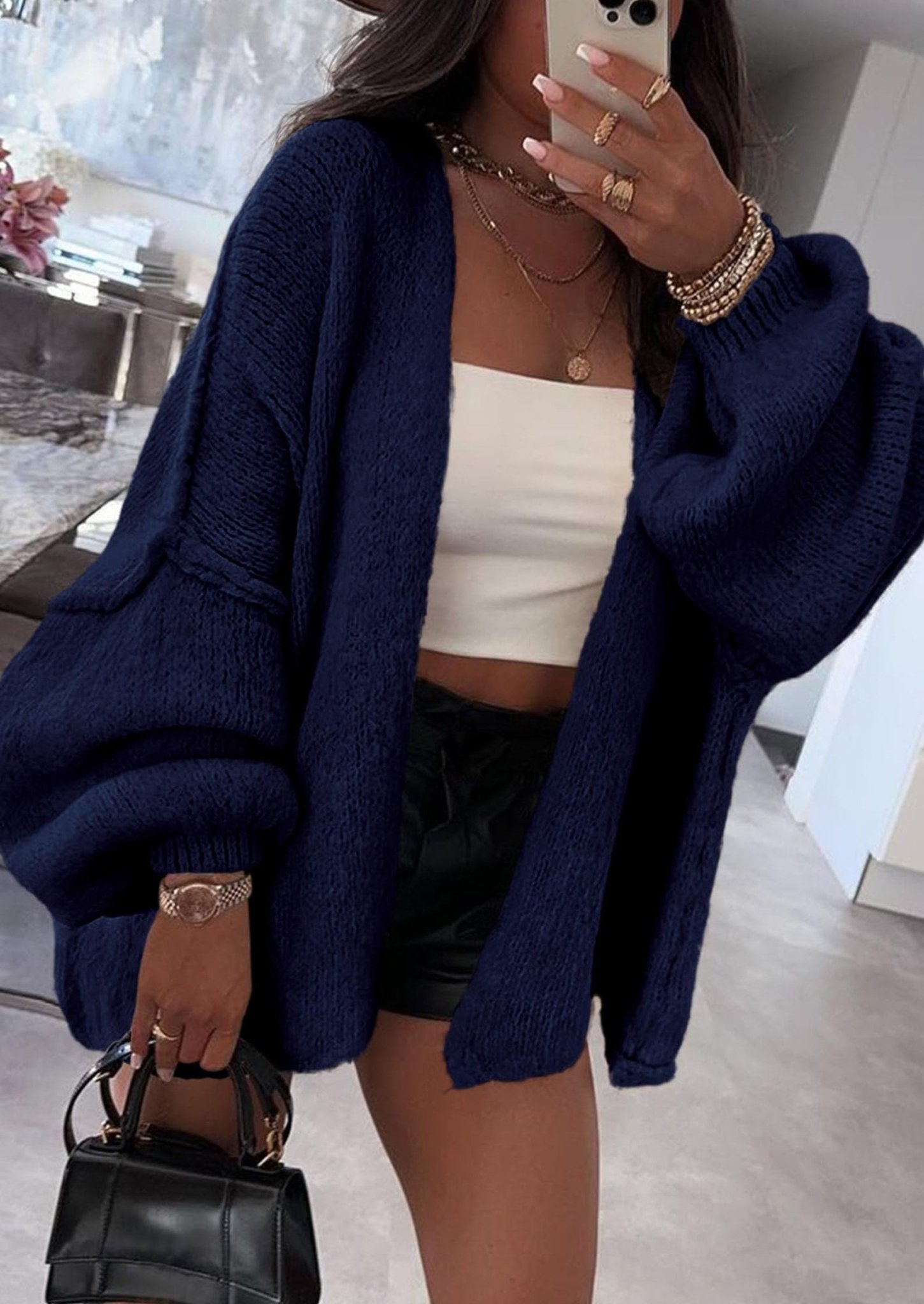 Aria | Oversized Knit Cardigan Sweater - Lora Toronto