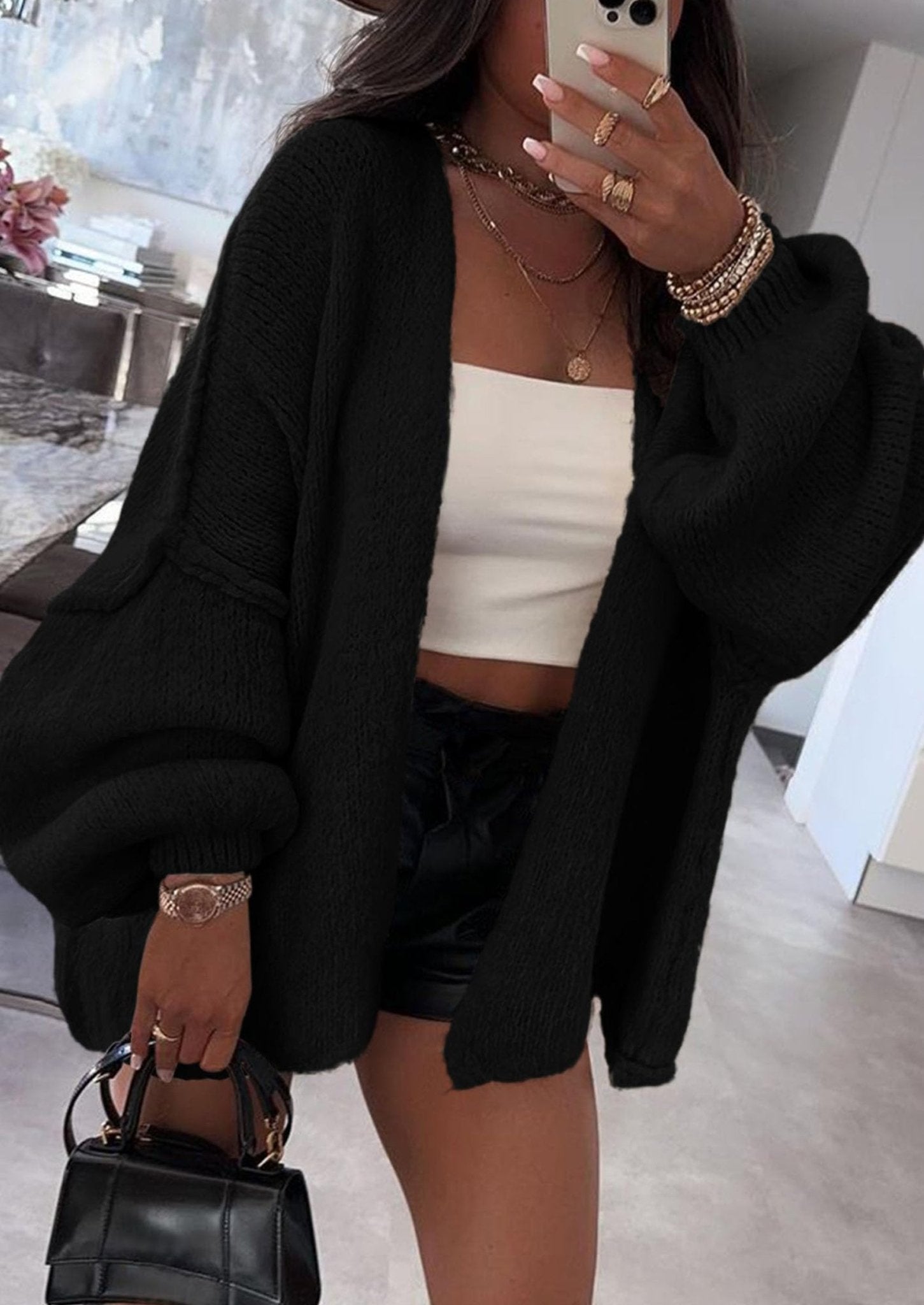 Aria | Oversized Knit Cardigan Sweater - Lora Toronto