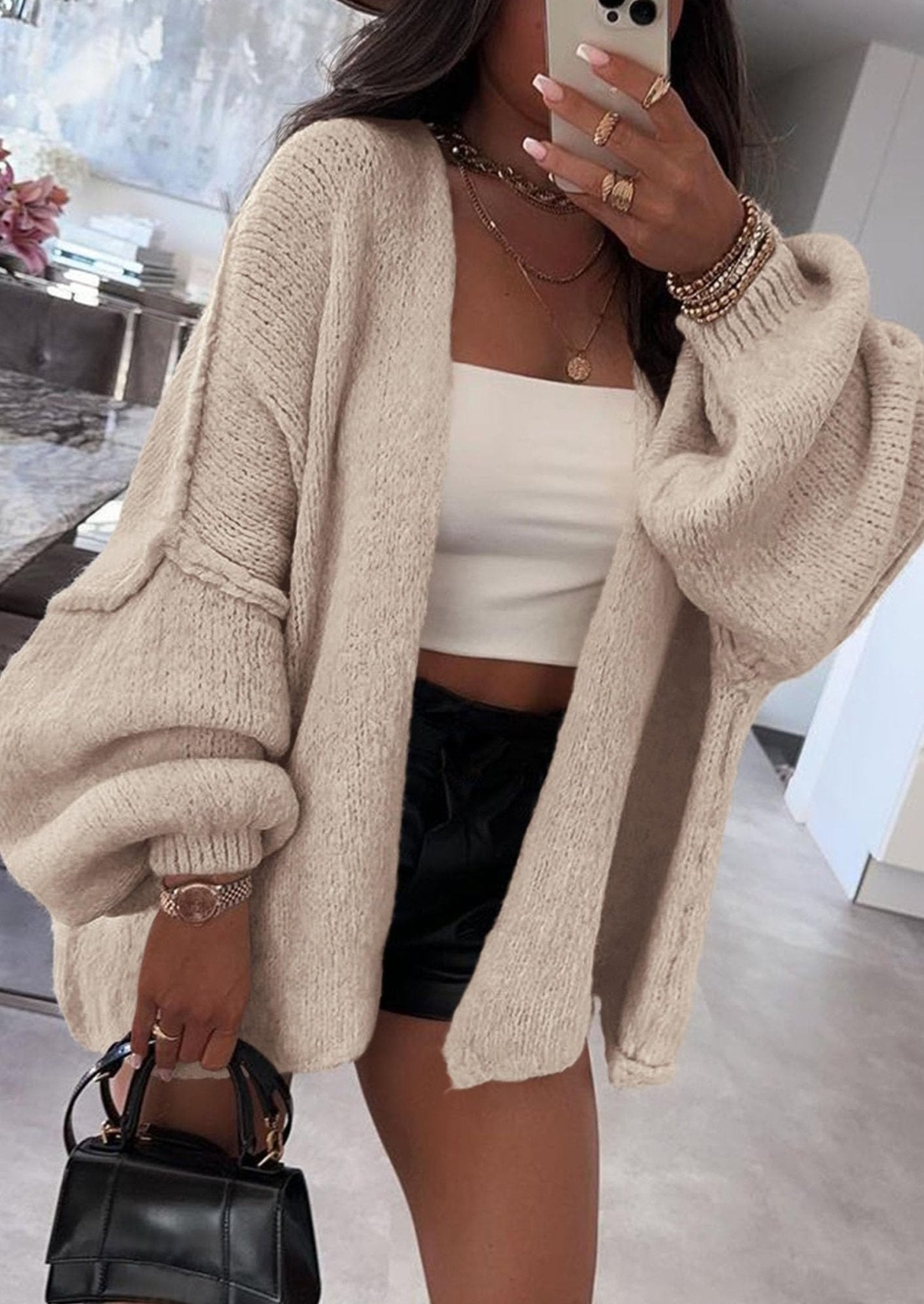 Aria | Oversized Knit Cardigan Sweater - Lora Toronto