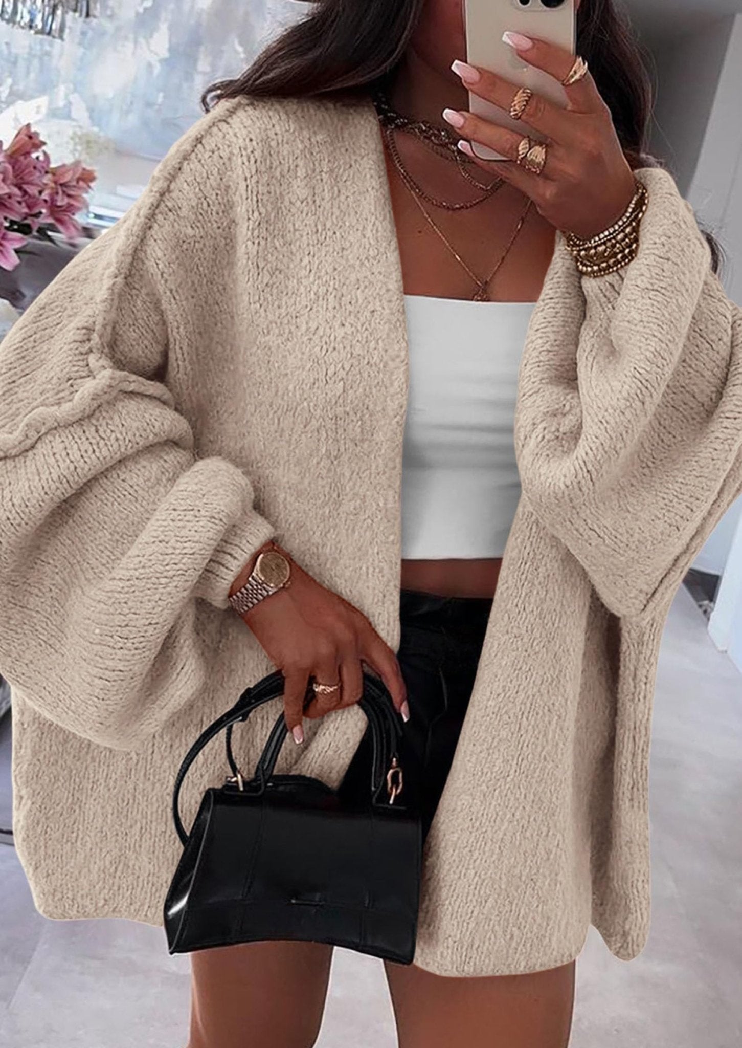 Aria | Oversized Knit Cardigan Sweater - Lora Toronto