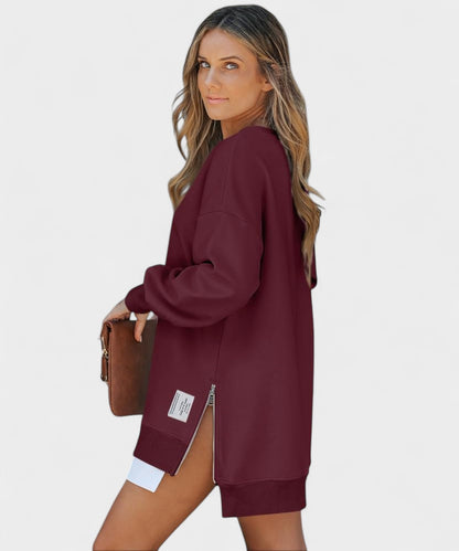 Aria | Oversized Zip - Slit Sweatshirt - Lora Toronto