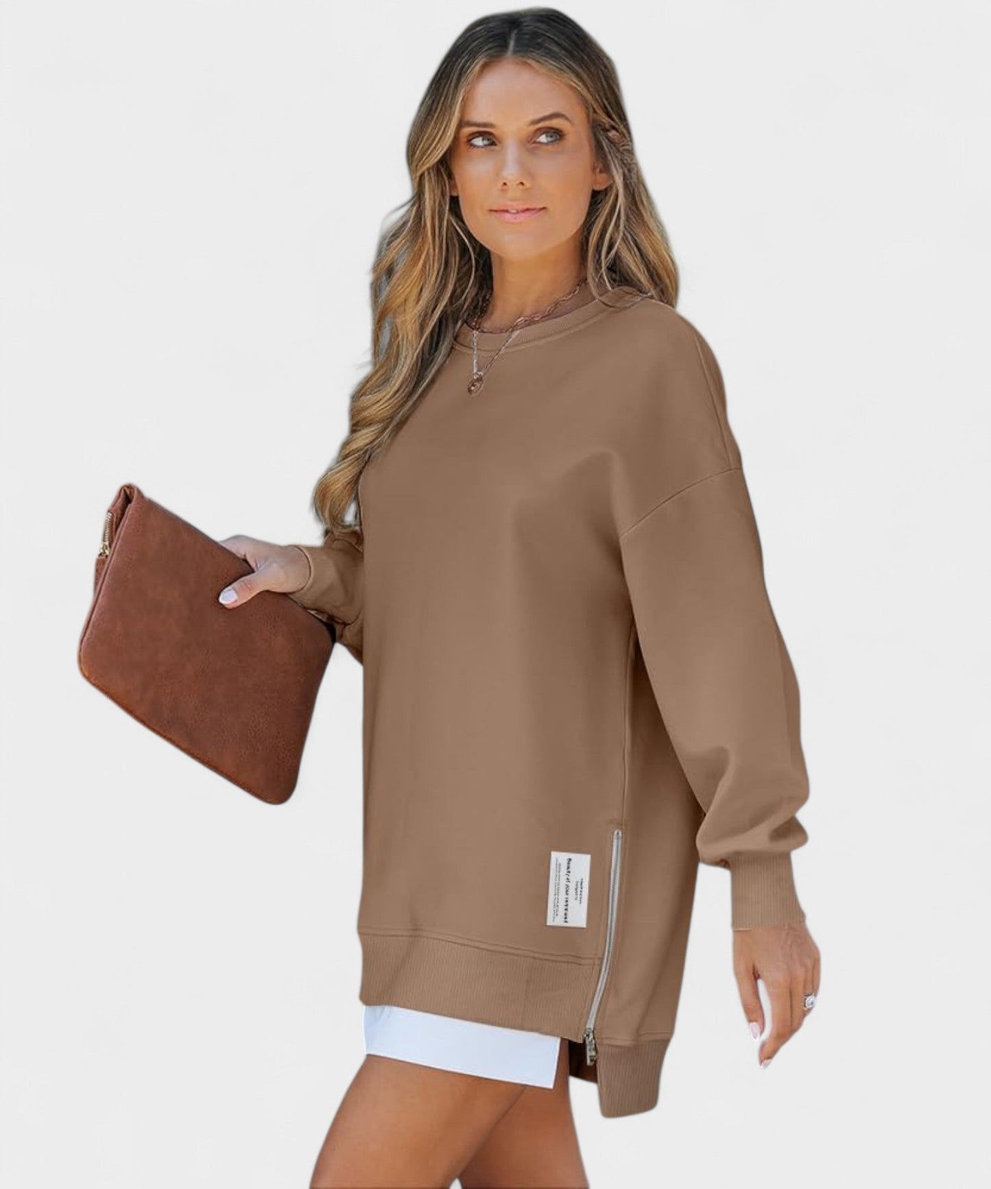 Aria | Oversized Zip - Slit Sweatshirt - Lora Toronto