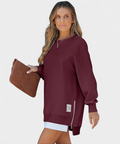 Aria | Oversized Zip - Slit Sweatshirt - Lora Toronto