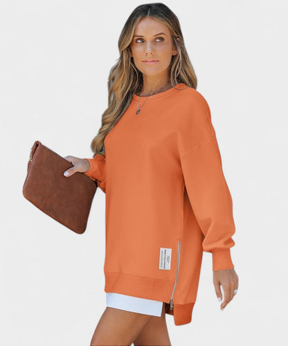 Aria | Oversized Zip - Slit Sweatshirt - Lora Toronto