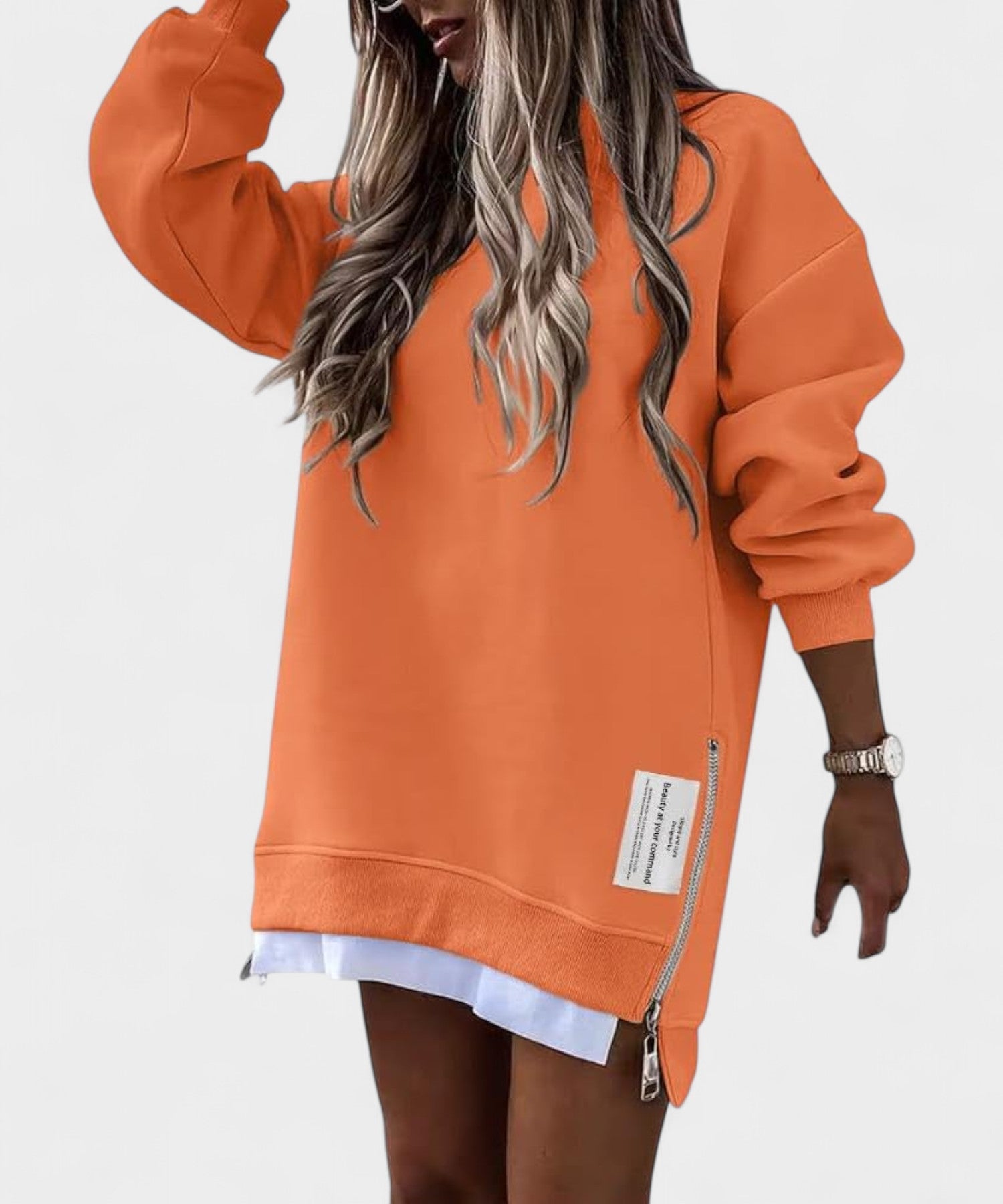 Aria | Oversized Zip - Slit Sweatshirt - Lora Toronto