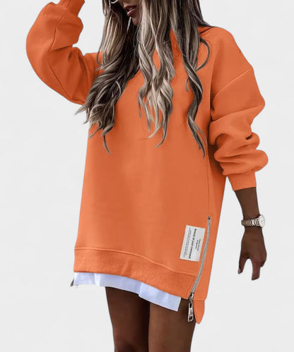 Aria | Oversized Zip - Slit Sweatshirt - Lora Toronto