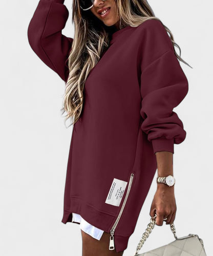 Aria | Oversized Zip - Slit Sweatshirt - Lora Toronto
