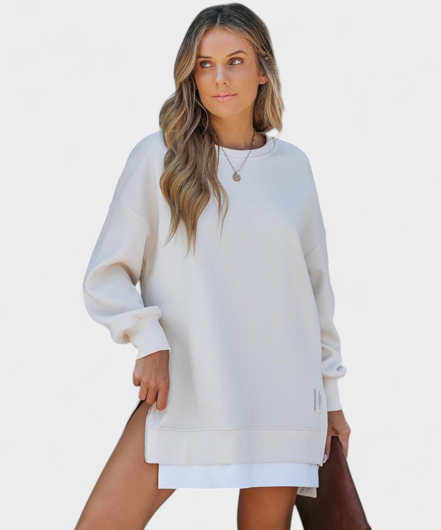 Aria | Oversized Zip - Slit Sweatshirt - Lora Toronto