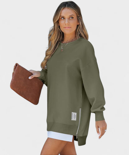 Aria | Oversized Zip - Slit Sweatshirt - Lora Toronto