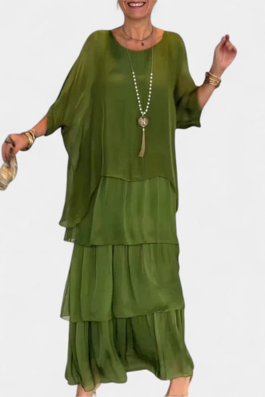 Caroline | Tiered Batwing Maxi Dress - Lora Toronto