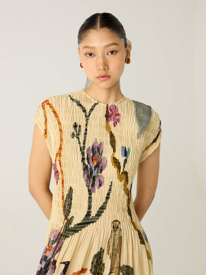 Clara | Pleated Print Maxi Dress - Lora Toronto