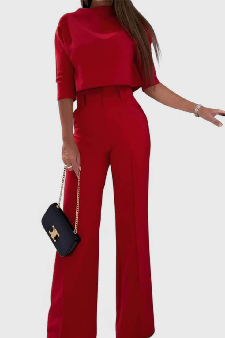 Cleo 2 Set with 3/4 Sleeve Top and Wide - Leg Trousers - Lora Toronto