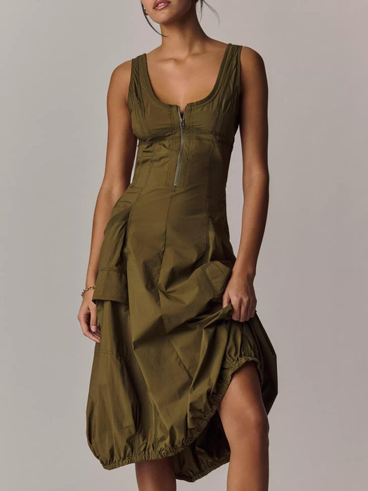 Elara | Bubble - Hem Midi Dress - Lora Toronto