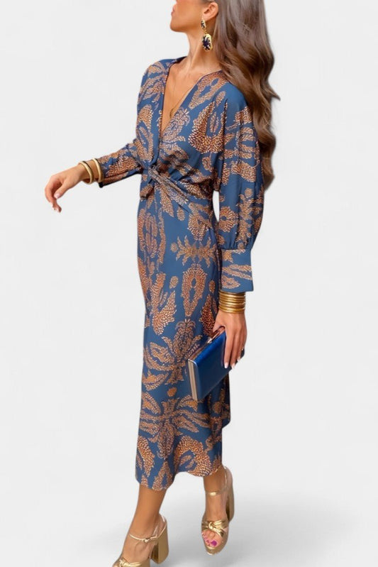 Elara Knotted V - Neck Soft Dress - Lora Toronto