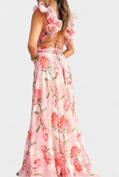 Elise | Backless Printed Maxi Dress - Lora Toronto