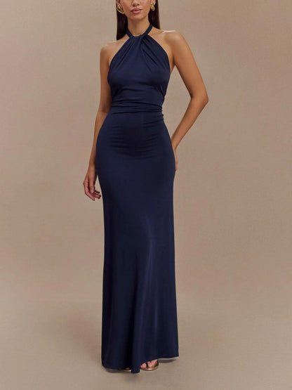 Elyna | Slinky Halter Maxi Dress - Lora Toronto