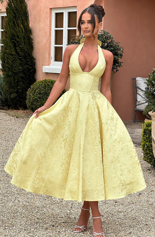 Esmeralda | Halter Sleeveless Midi Dress - Lora Toronto