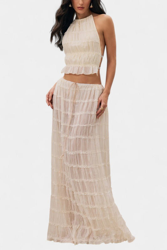 Eugenie Pleated Top & Skirt Matching Set - Lora Toronto