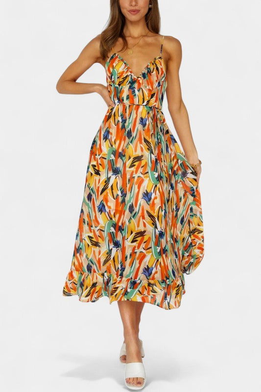 Fiona | Vibrant Print Midi Dress - Lora Toronto
