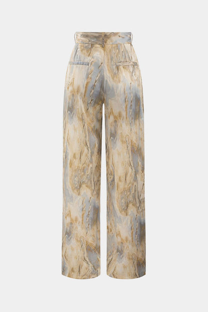 Inna Marble Print High - Waisted Straight Leg Pants - Lora Toronto