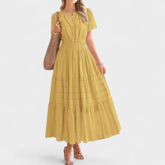 Isla | Tiered V - Neck Maxi Dress - Lora Toronto