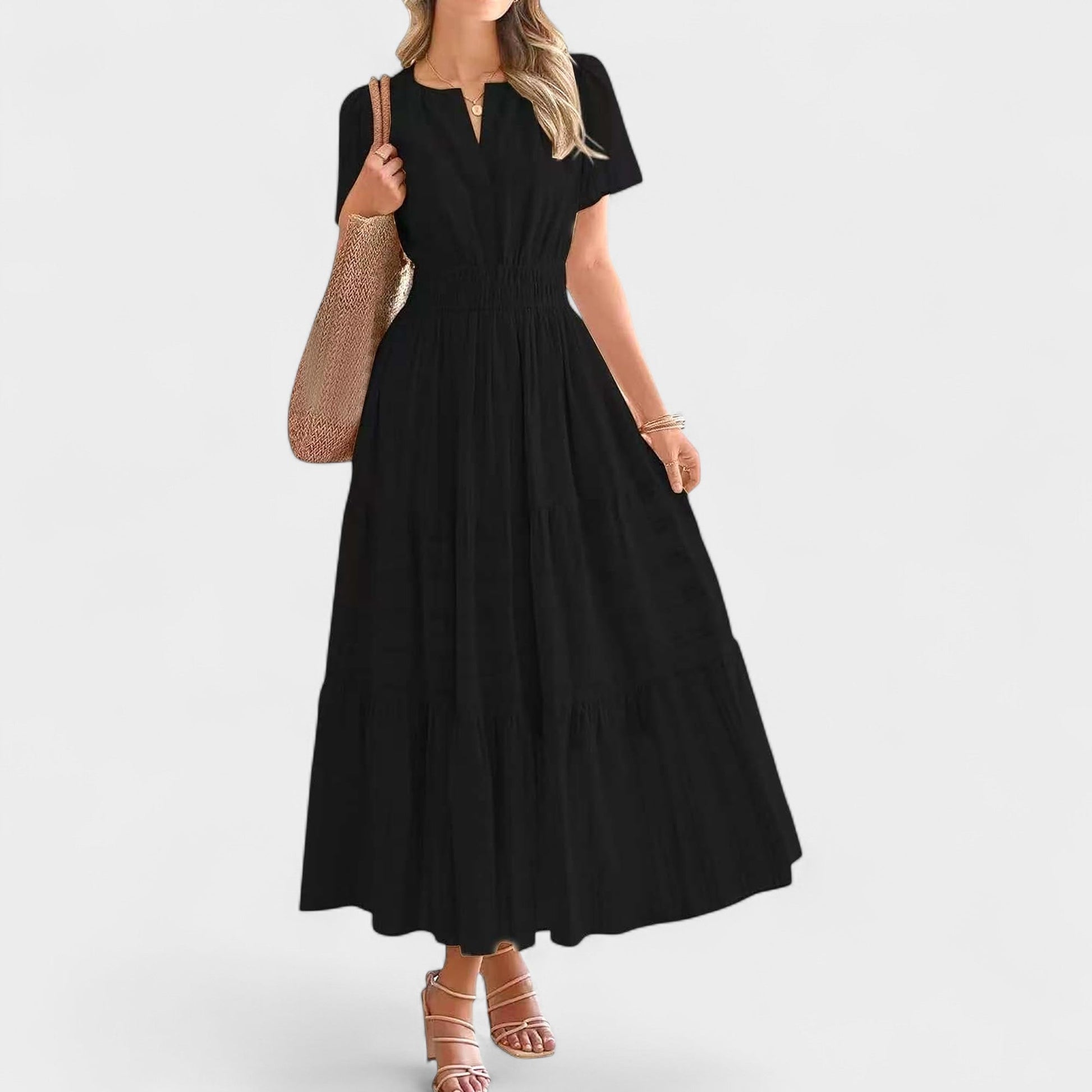 Isla | Tiered V - Neck Maxi Dress - Lora Toronto
