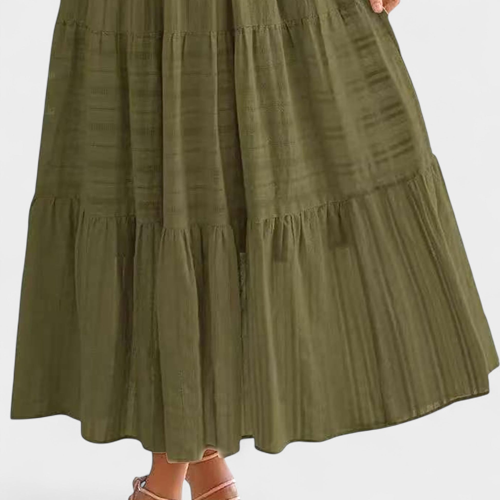 Isla | Tiered V - Neck Maxi Dress - Lora Toronto