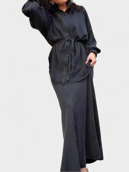 Joe | Tie - Drawstring Shirt & Skirt Set - Lora Toronto