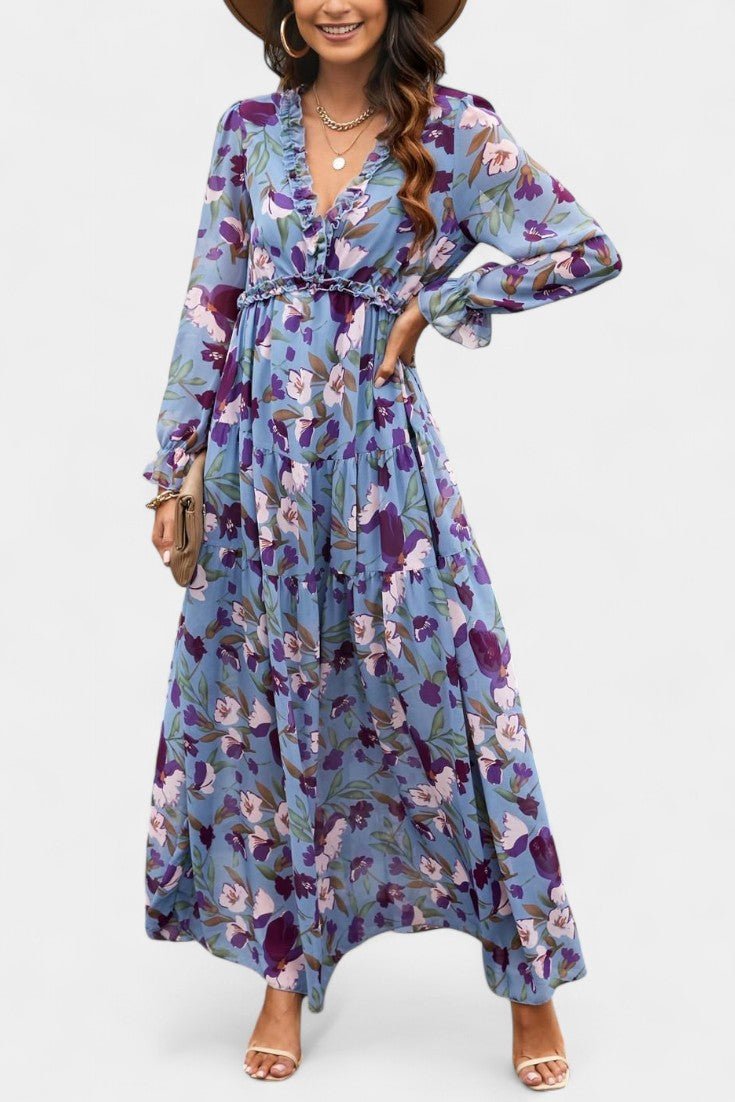 Keti | Long - Sleeve Floral Maxi Dress - Lora Toronto