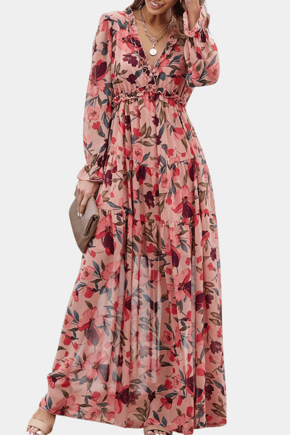 Keti | Long - Sleeve Floral Maxi Dress - Lora Toronto