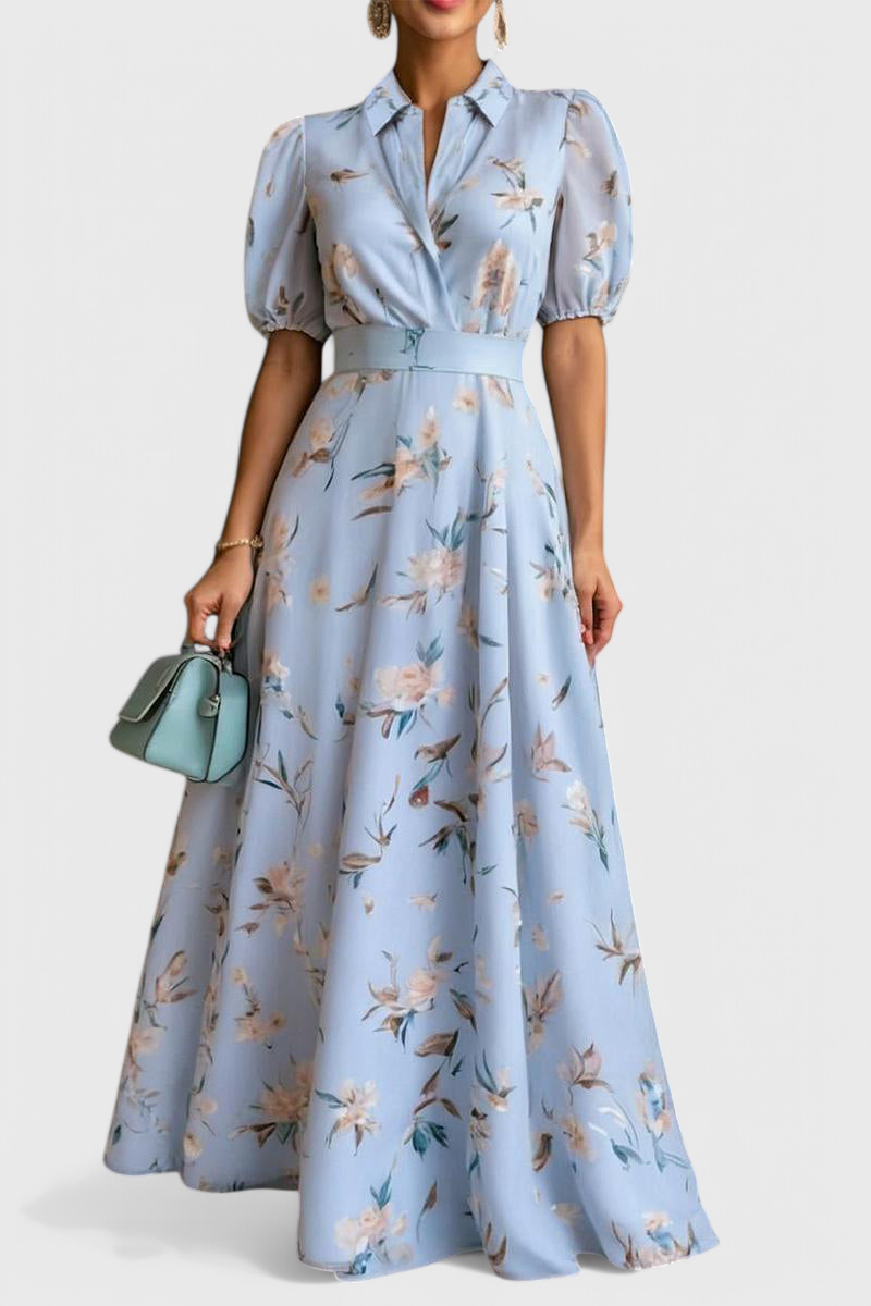 Isaline Breezy Floral Print Collared Dress