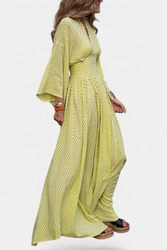 Lamiss | V - Neck Long Sleeve Flowy Maxi Dress - Lora Toronto