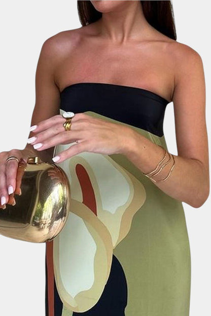 Laura | Strapless Printed Maxi Dress - Lora Toronto