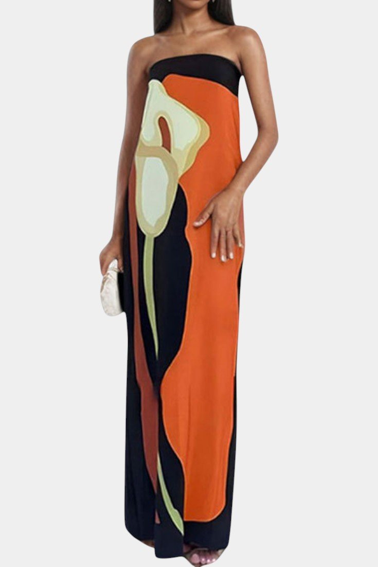 Laura | Strapless Printed Maxi Dress - Lora Toronto