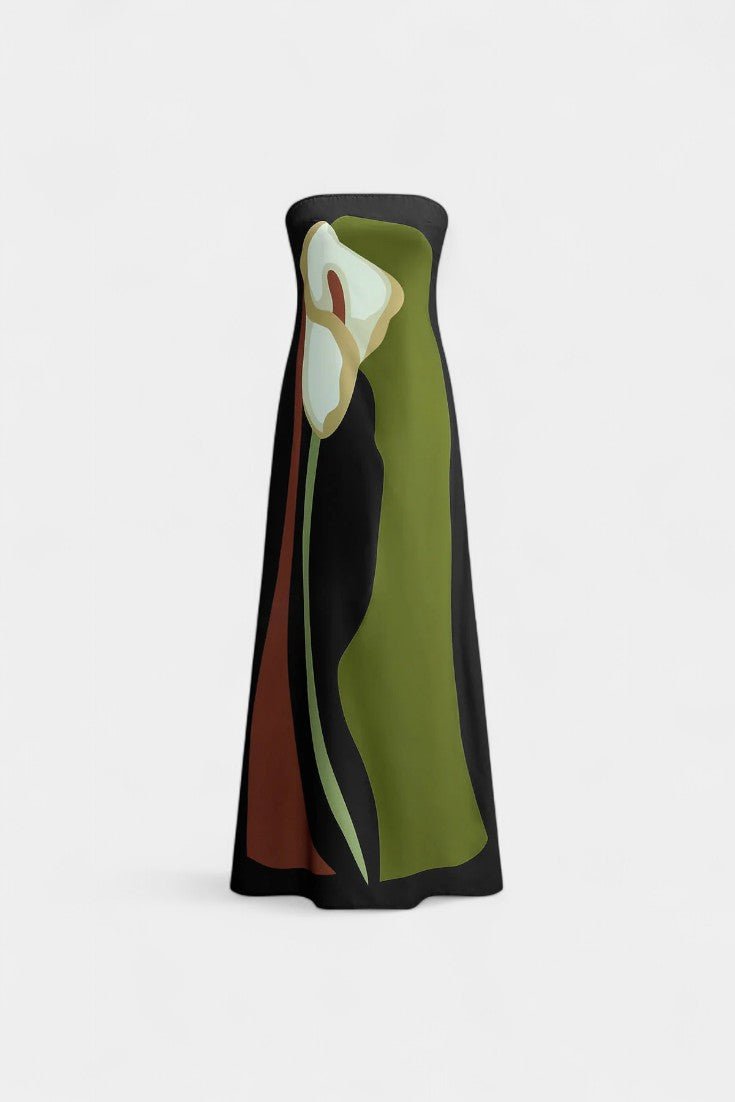 Laura | Strapless Printed Maxi Dress - Lora Toronto