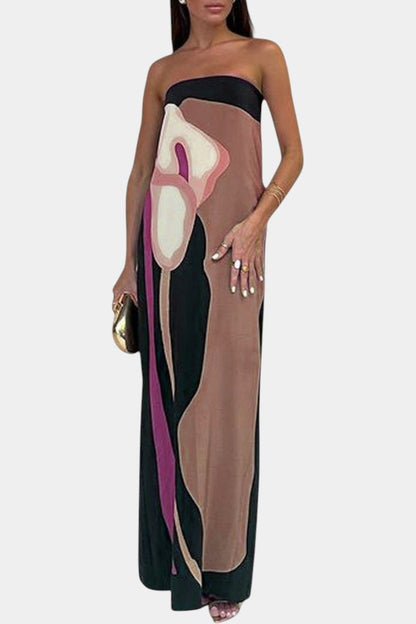 Laura | Strapless Printed Maxi Dress - Lora Toronto
