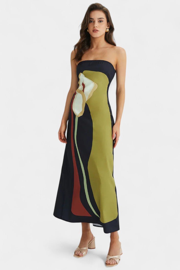 Laura | Strapless Printed Maxi Dress - Lora Toronto