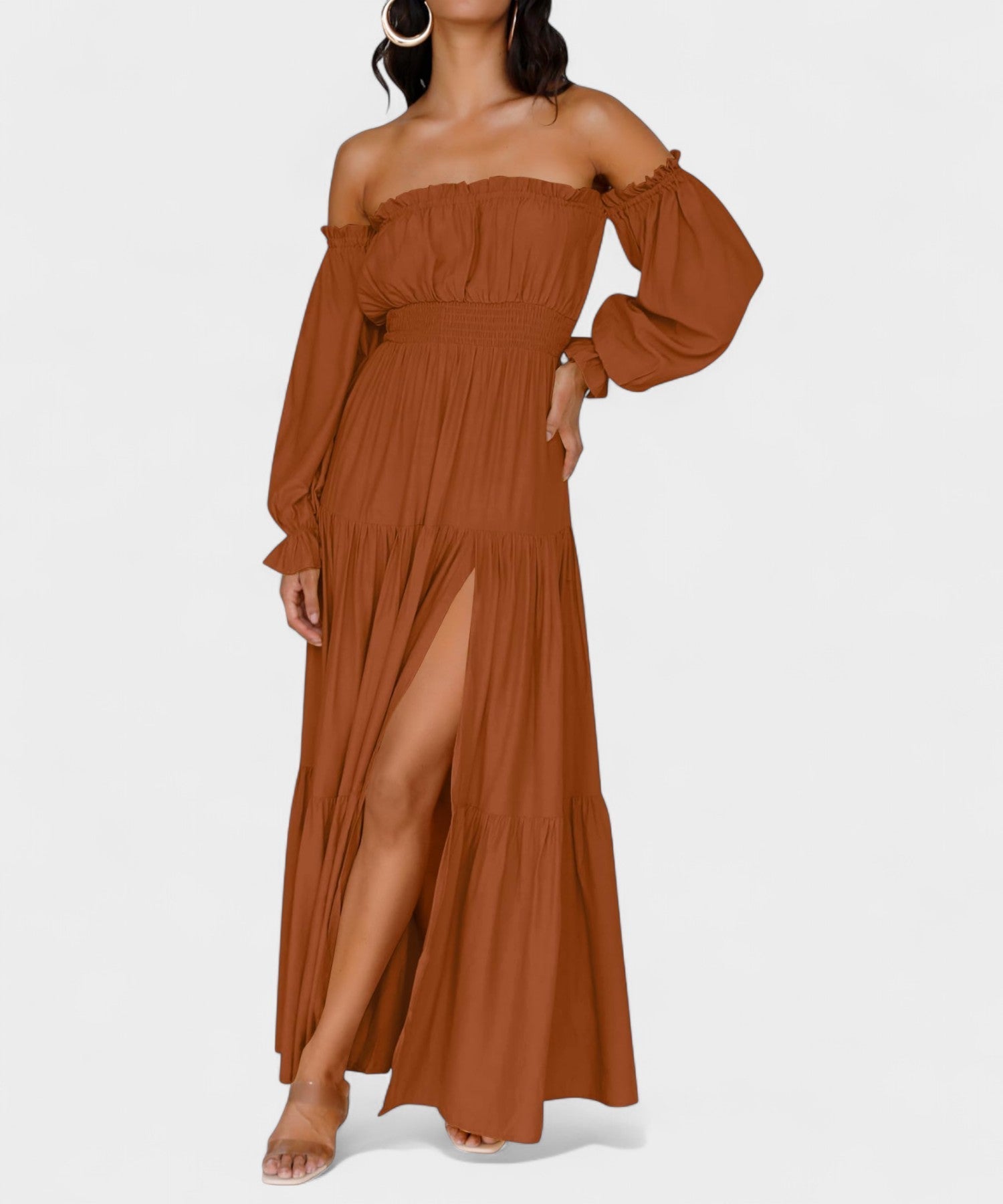 Lila | Off - Shoulder Flounce Maxi Dress - Lora Toronto