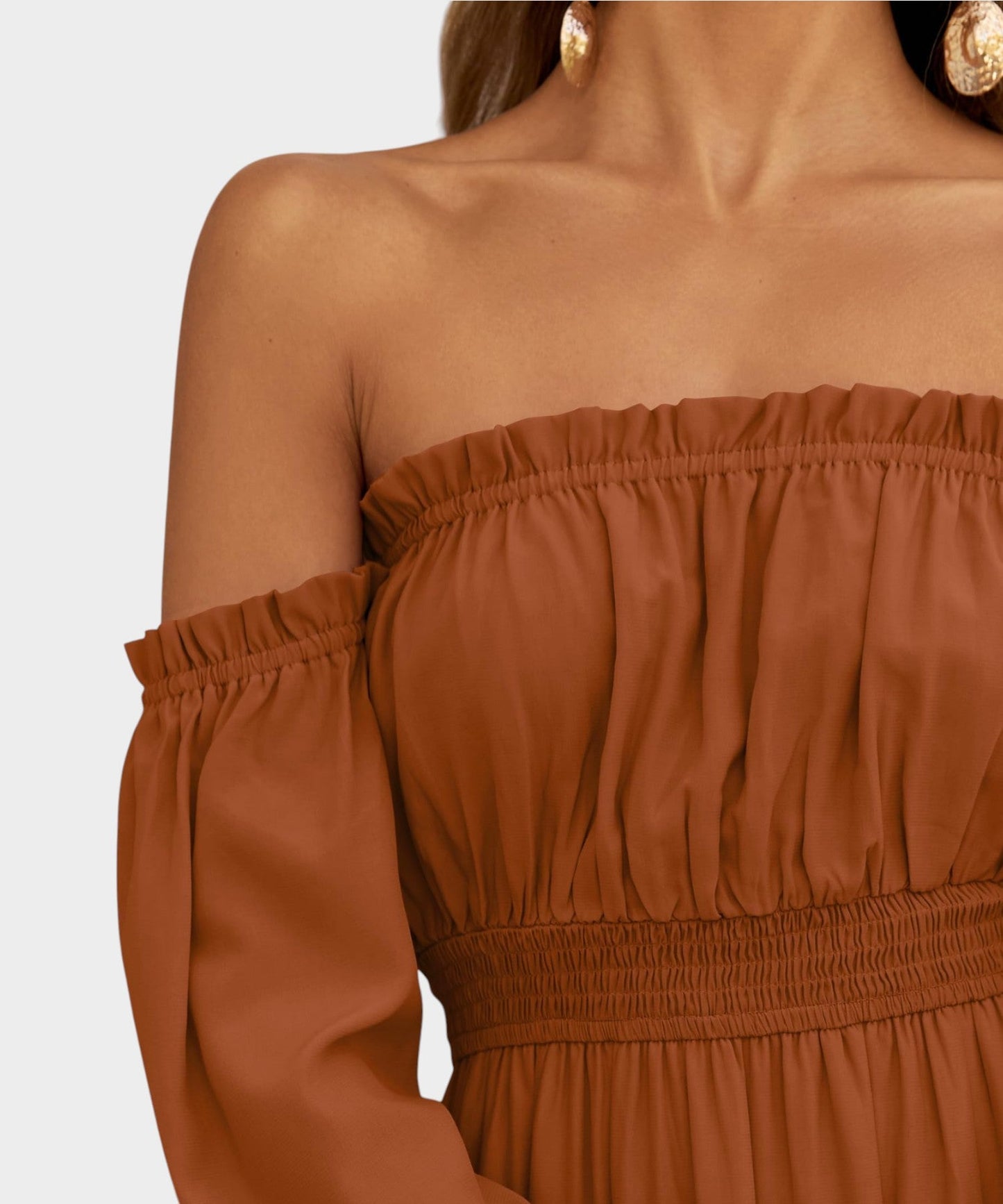 Lila | Off - Shoulder Flounce Maxi Dress - Lora Toronto