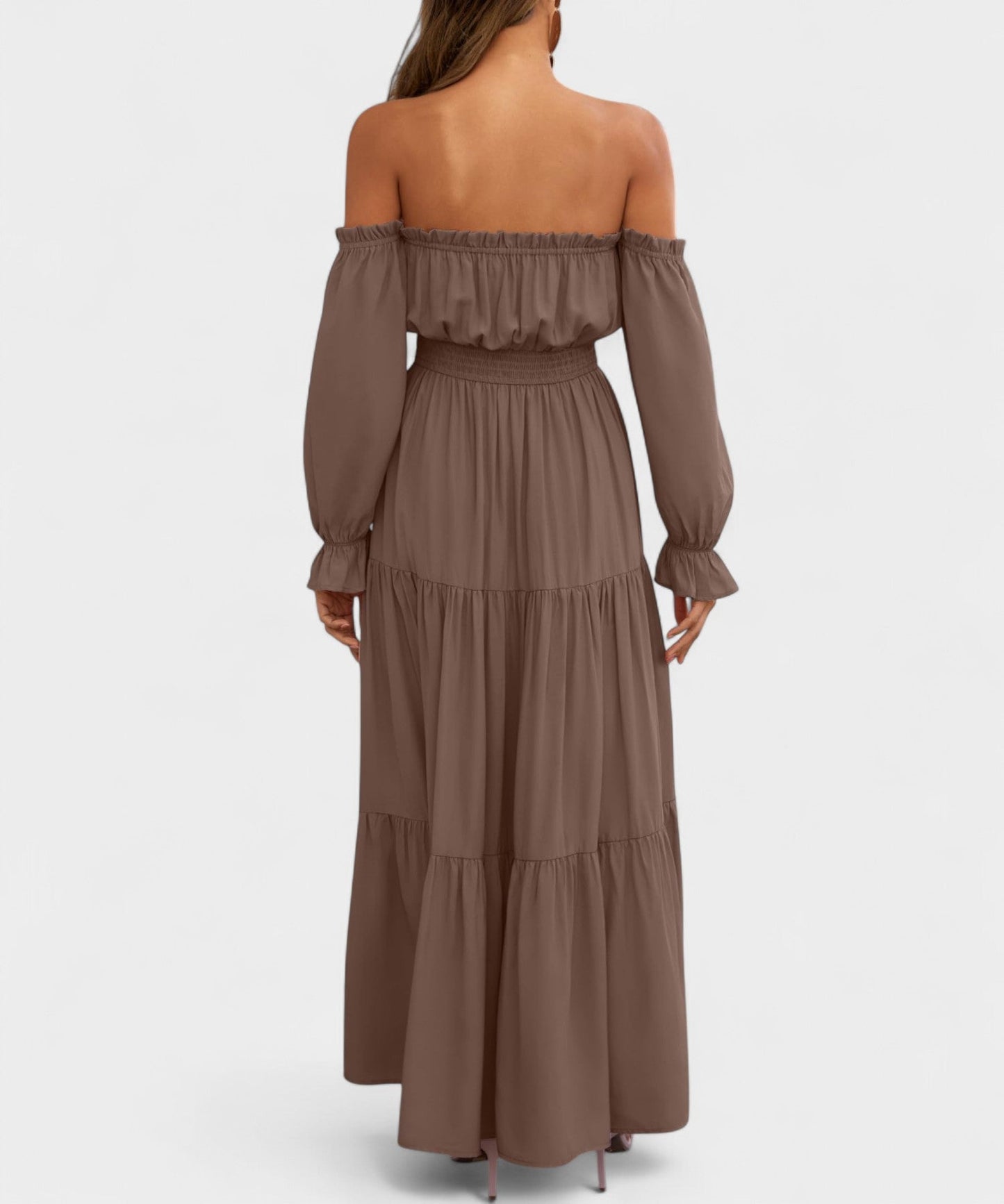 Lila | Off - Shoulder Flounce Maxi Dress - Lora Toronto