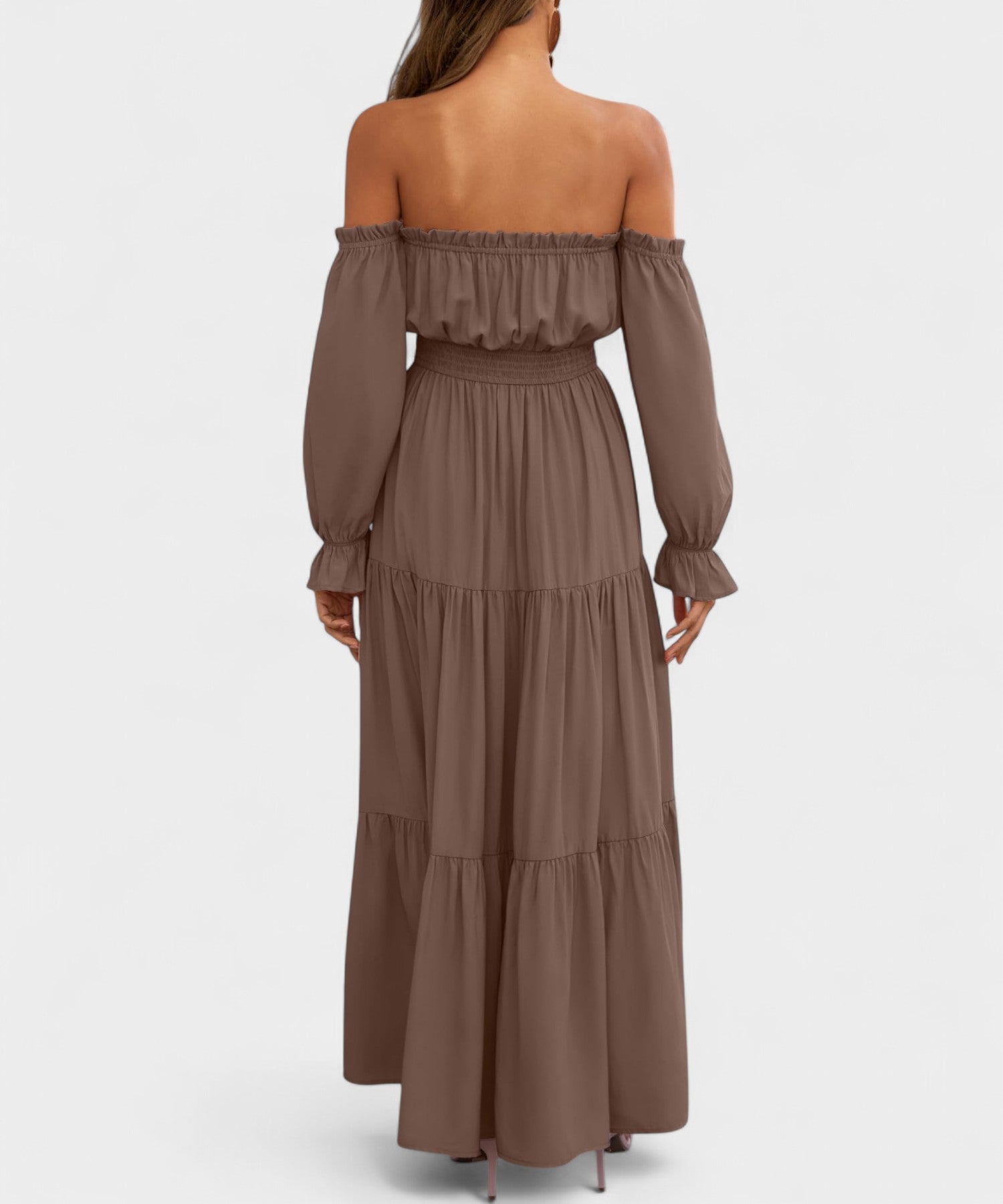 Lila | Off - Shoulder Flounce Maxi Dress - Lora Toronto